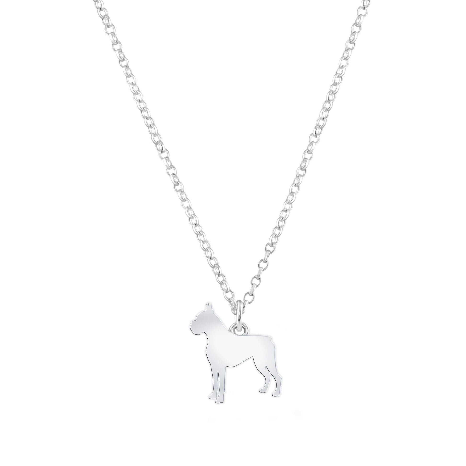 Boxer Silhouette Silver Necklace - Personalised - MYLEE London
