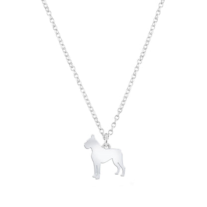Boxer Silhouette Silver Necklace - Personalised - MYLEE London