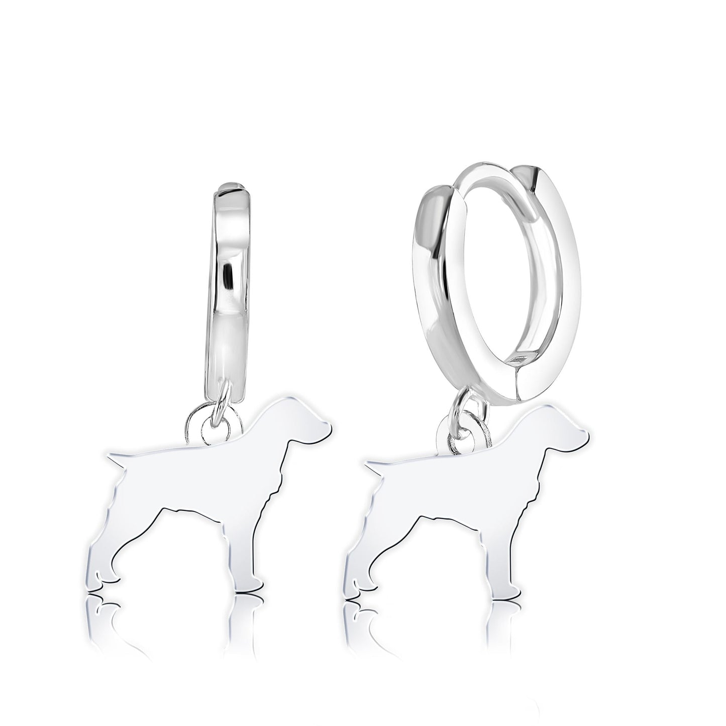 Brittany Spaniel Silhouette Silver Earrings - MYLEE London