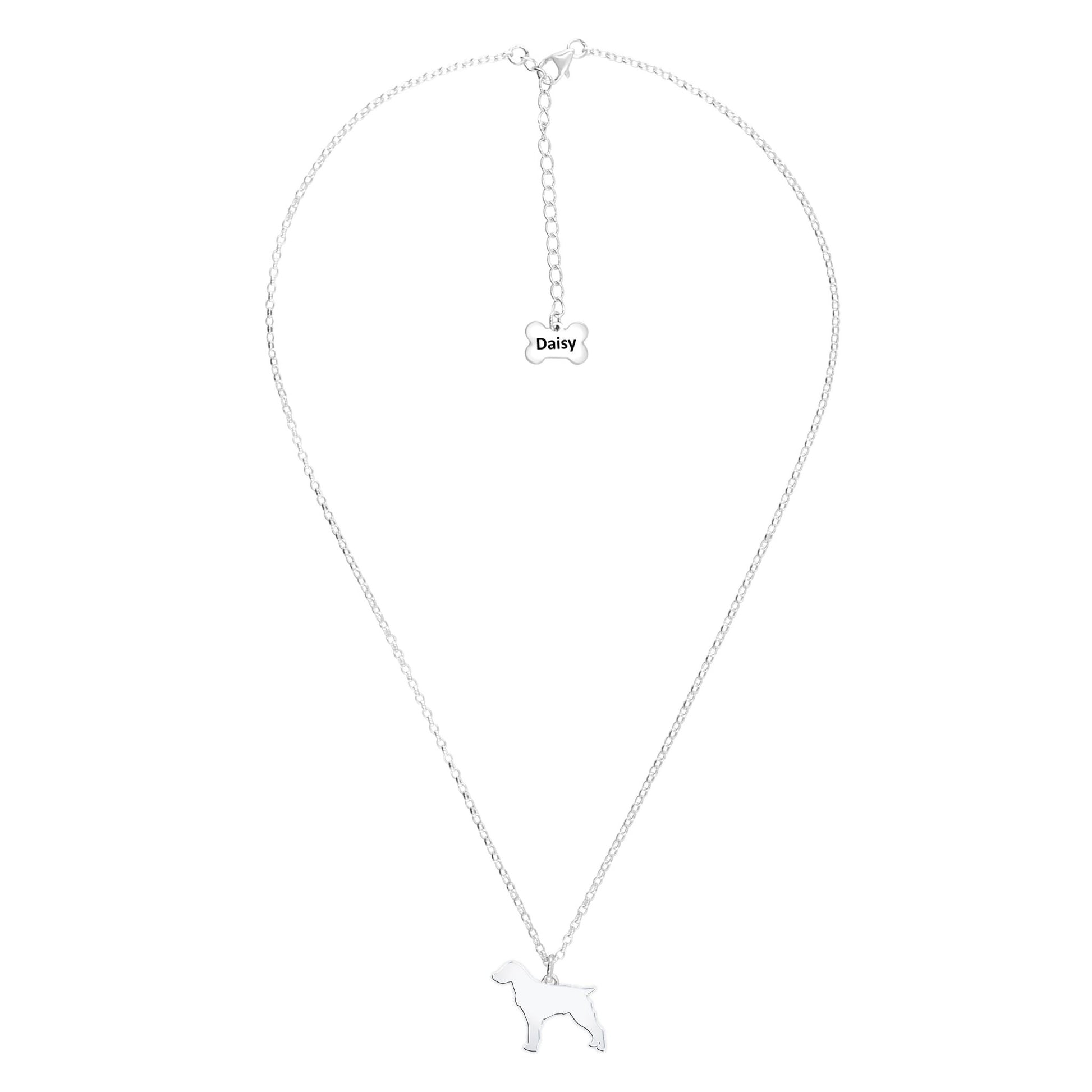 Brittany Spaniel Silhouette Silver Necklace - Personalised - MYLEE London