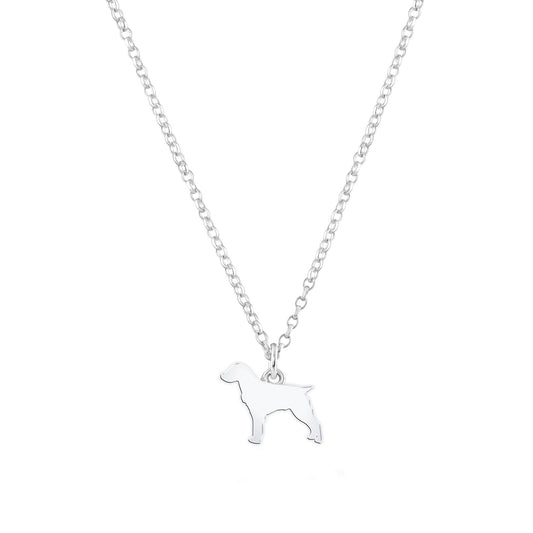Brittany Spaniel Silhouette Silver Necklace - Personalised - MYLEE London