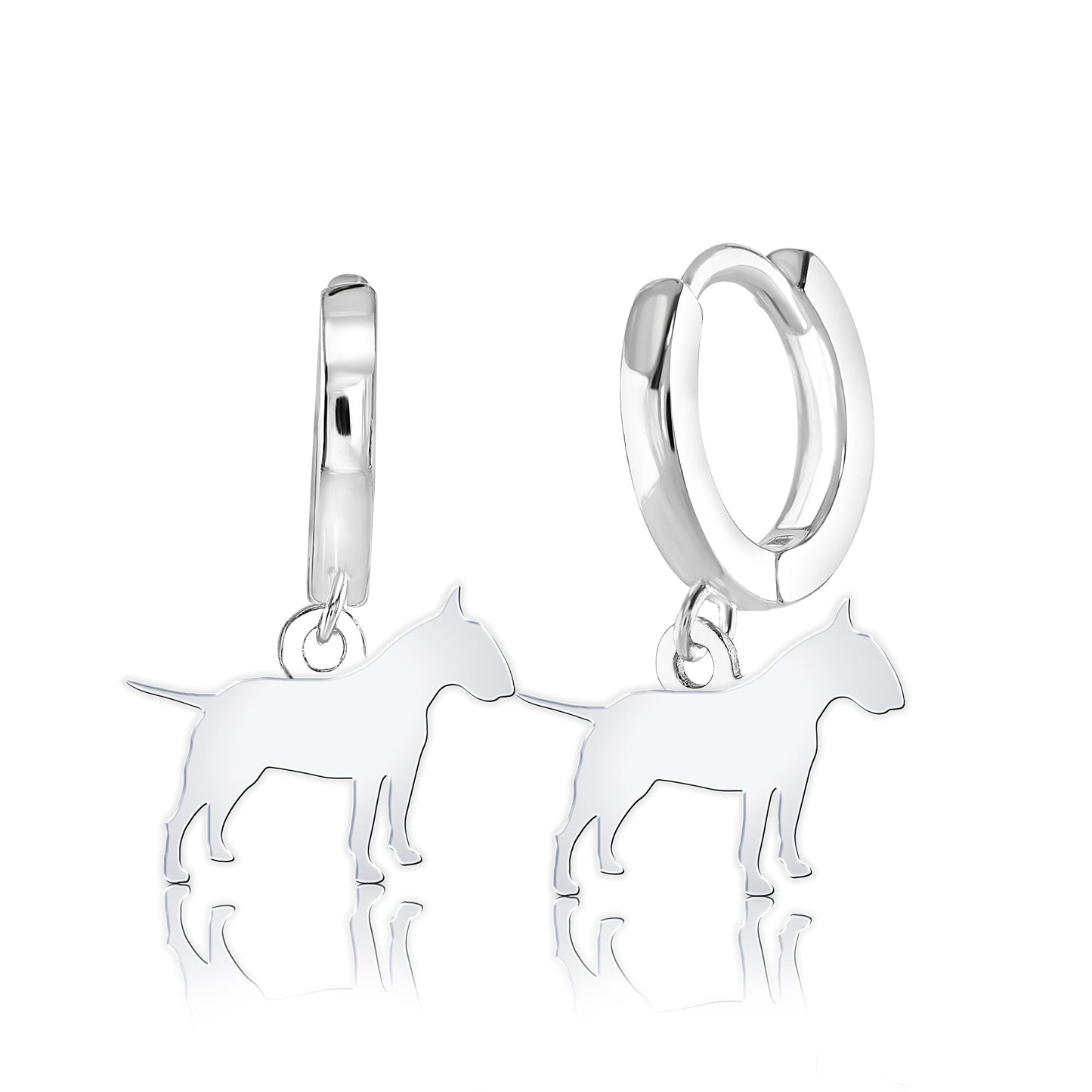 Bull Terrier Silhouette Silver Earrings - MYLEE London