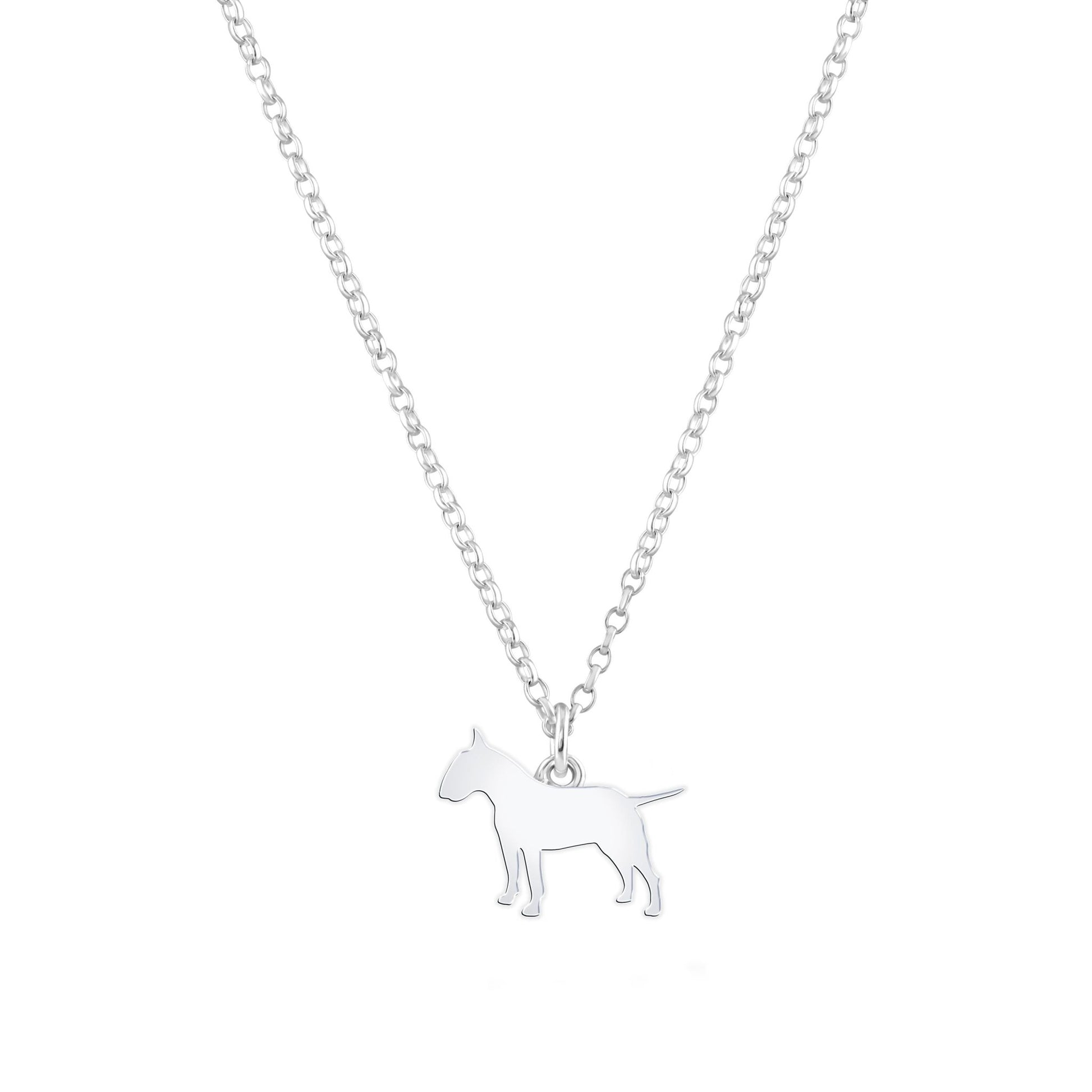 Bull Terrier Silhouette Silver Necklace - Personalised - MYLEE London