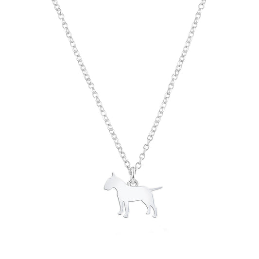 Bull Terrier Silhouette Silver Necklace - Personalised - MYLEE London