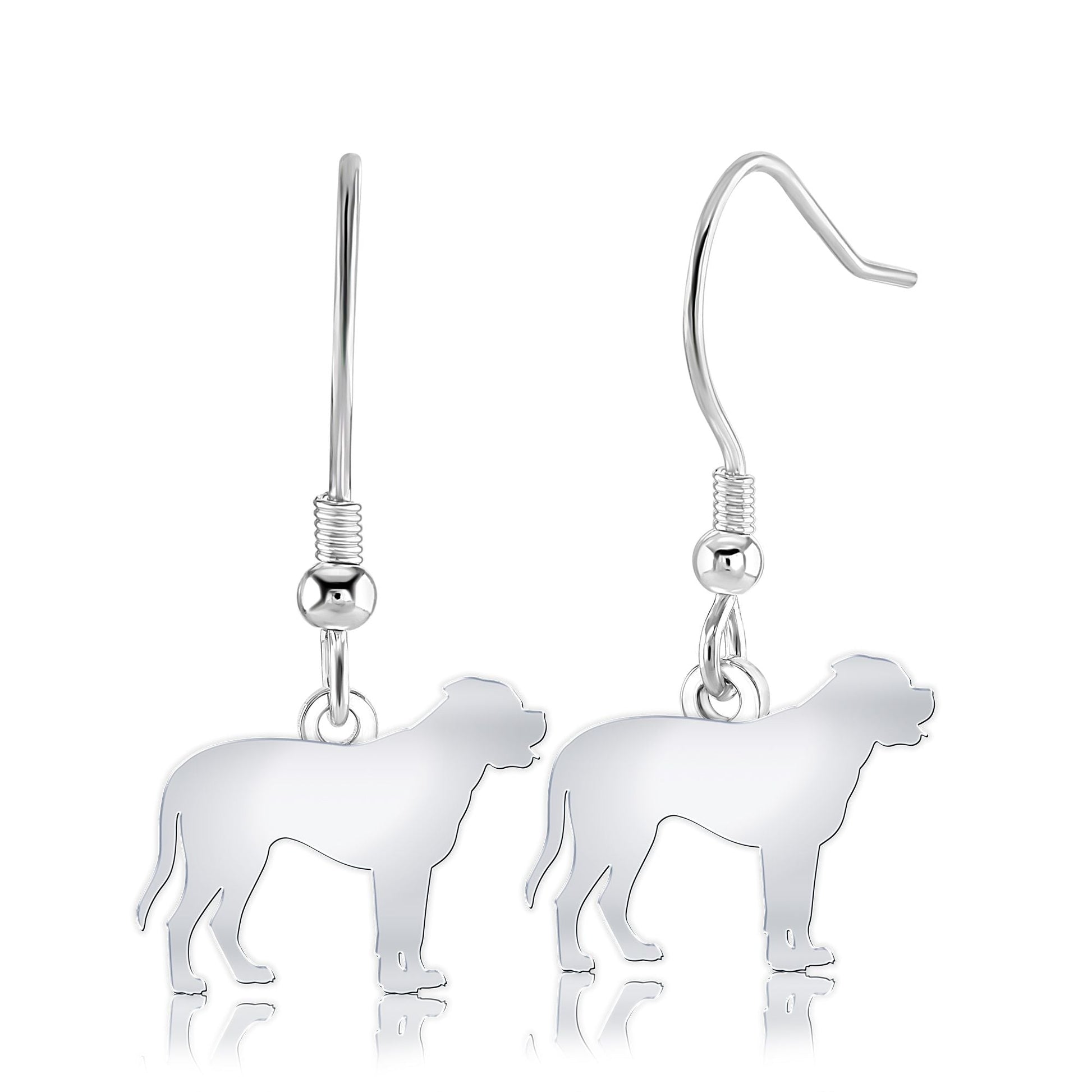 Bullmastiff Silhouette Silver Earrings - MYLEE London