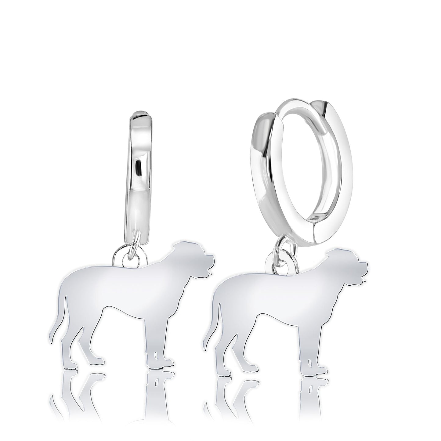 Bullmastiff Silhouette Silver Earrings - MYLEE London