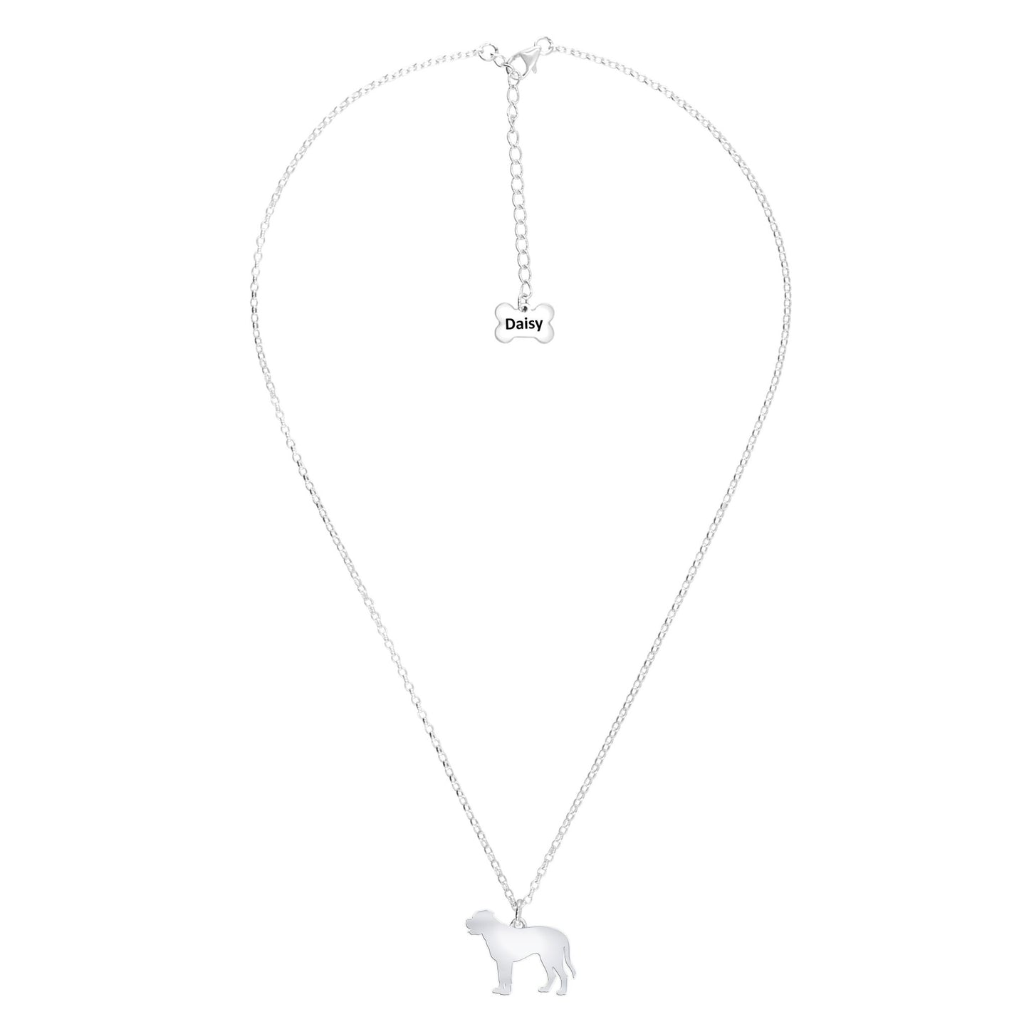 Bullmastiff Silhouette Silver Necklace - Personalised - MYLEE London
