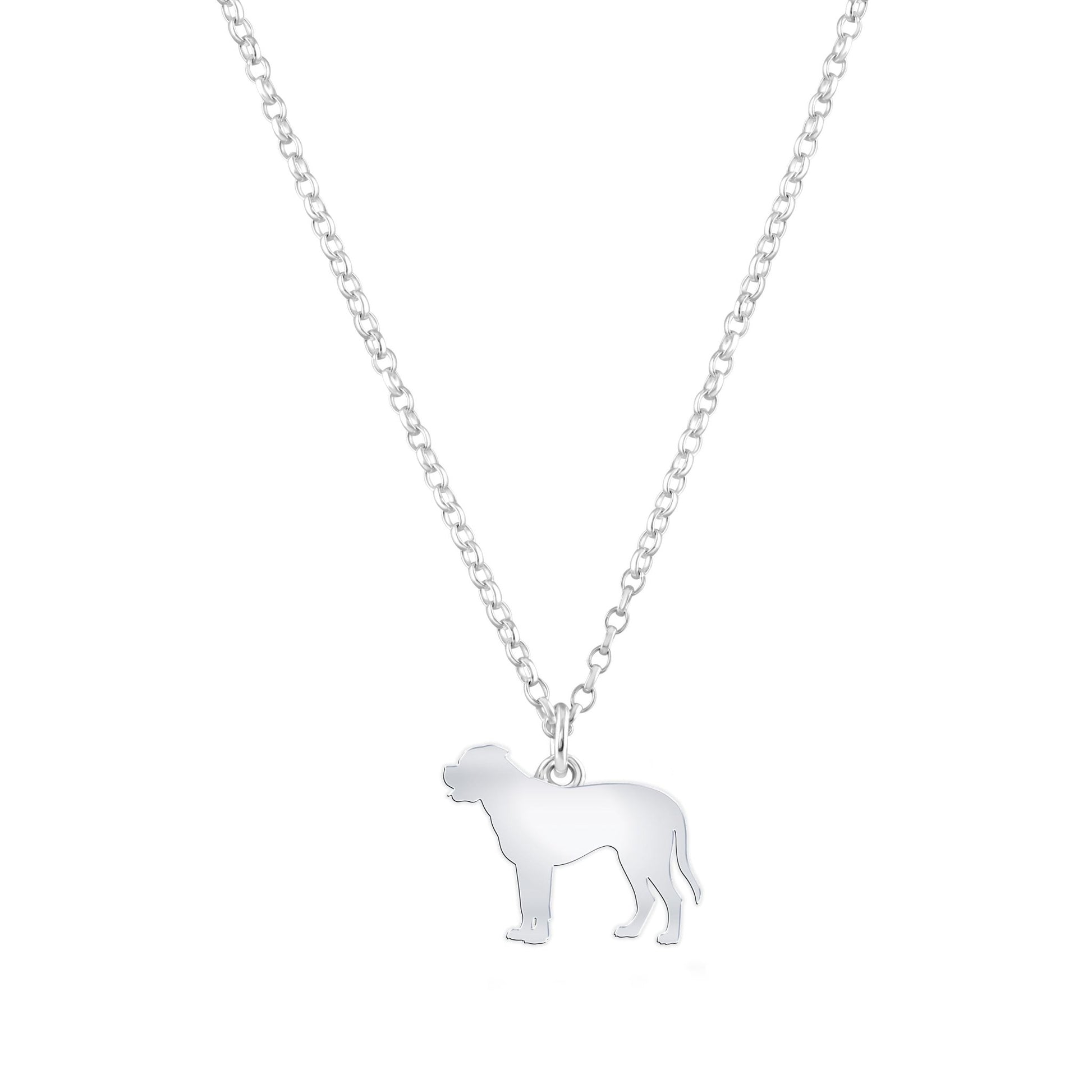 Bullmastiff Silhouette Silver Necklace - Personalised - MYLEE London