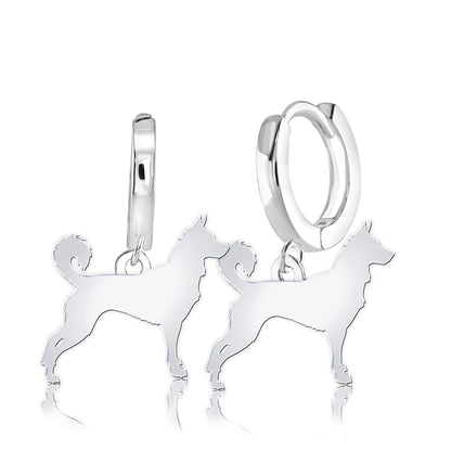 Canaan Dog Silhouette Silver Earrings - MYLEE London