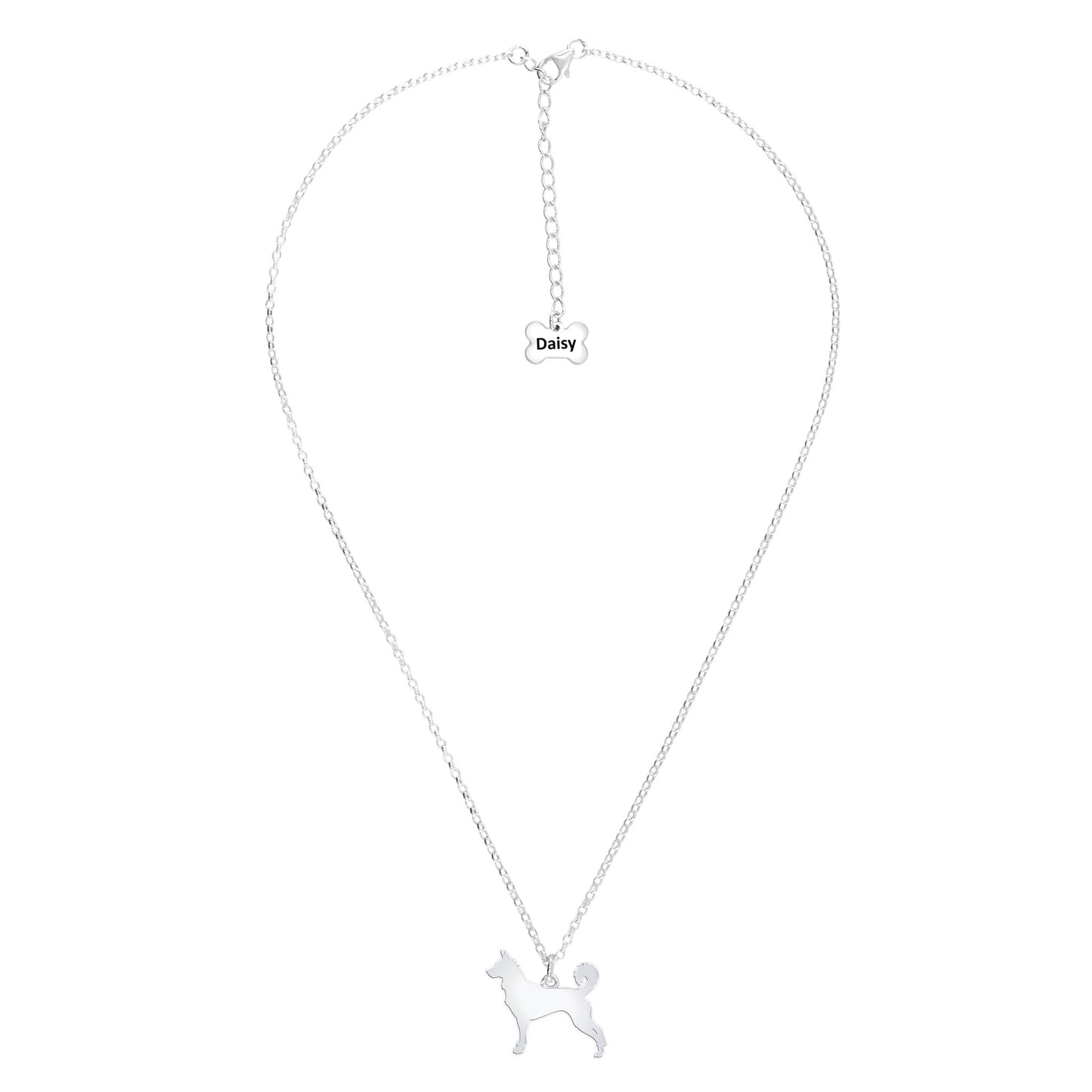 Canaan Dog Silhouette Silver Necklace - Personalised - MYLEE London