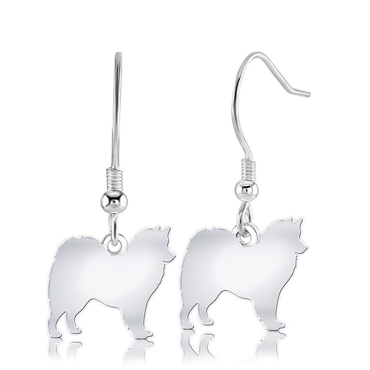 Canadian Eskimo Dog Silhouette Silver Earrings - MYLEE London