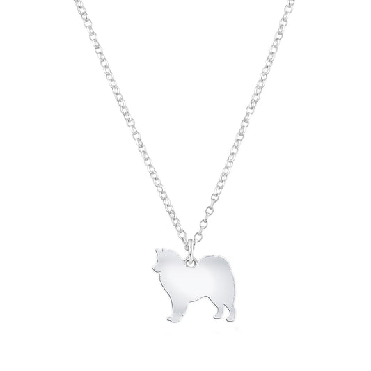 Canadian Eskimo Dog Silhouette Silver Necklace - Personalised - MYLEE London