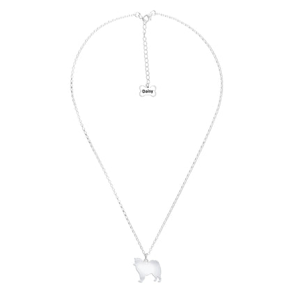 Canadian Eskimo Dog Silhouette Silver Necklace - Personalised - MYLEE London