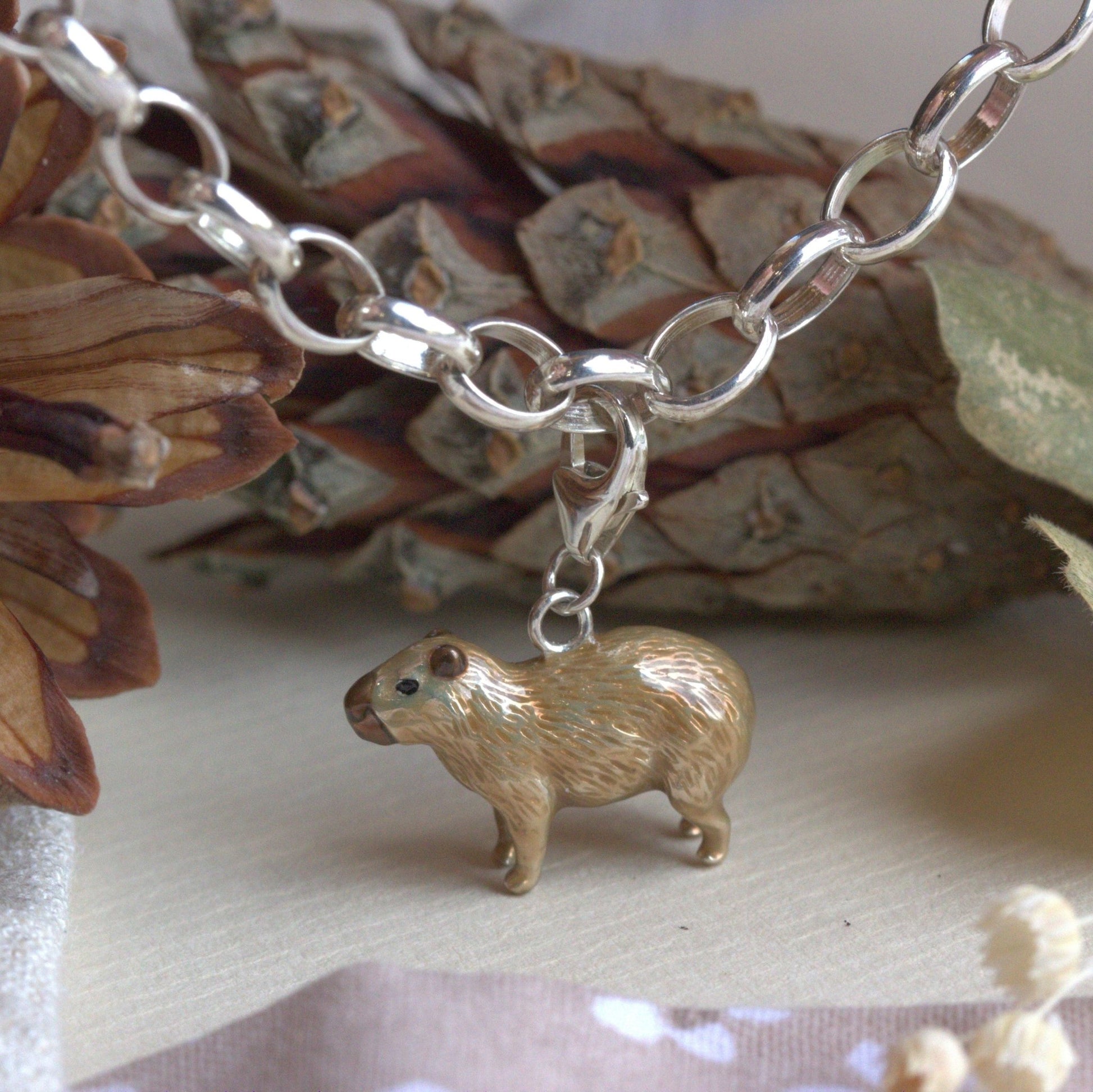 Capybara Charm - Enamelled Sterling Silver - MYLEE London