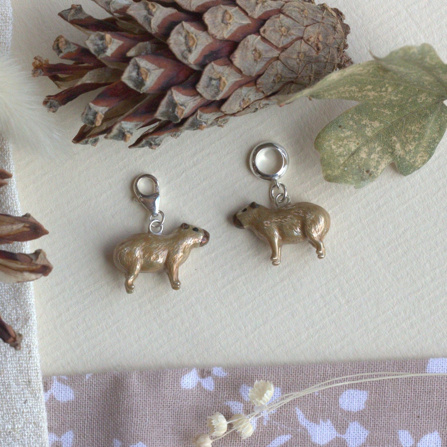 Capybara Charm - Enamelled Sterling Silver - MYLEE London