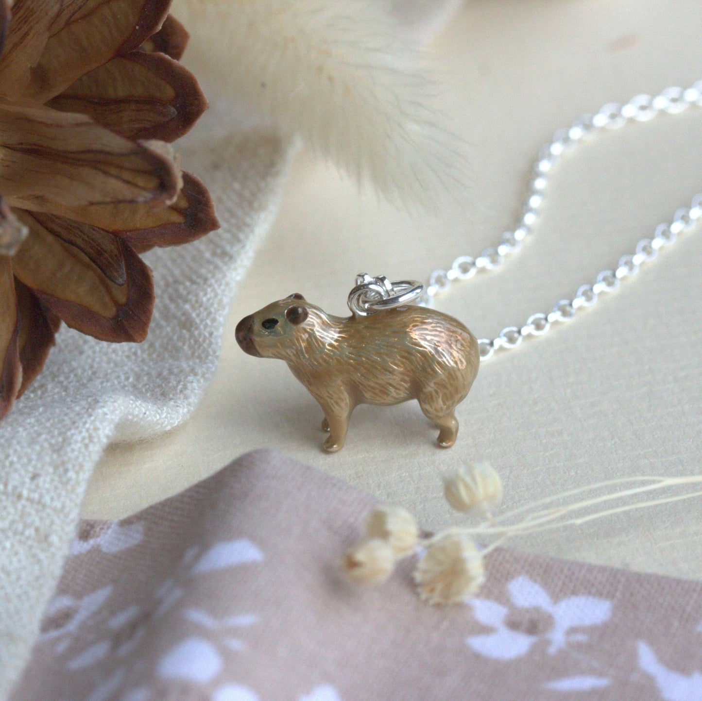 Capybara Necklace - Enamelled Sterling Silver - MYLEE London