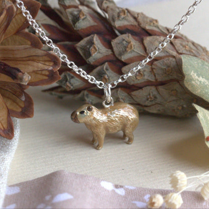 Capybara Necklace - Enamelled Sterling Silver - MYLEE London