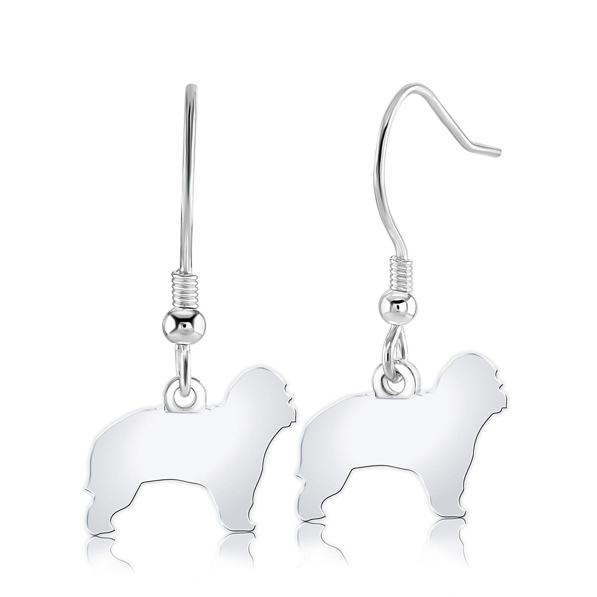 Catalan Sheepdog Silhouette Silver Earrings - MYLEE London