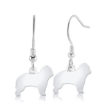 Catalan Sheepdog Silhouette Silver Earrings - MYLEE London