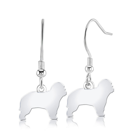 Catalan Sheepdog Silhouette Silver Earrings - MYLEE London
