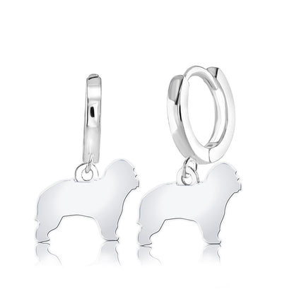 Catalan Sheepdog Silhouette Silver Earrings - MYLEE London