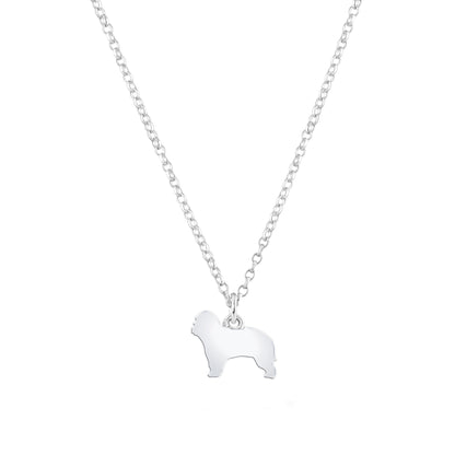 Catalan Sheepdog Silhouette Silver Necklace - Personalised - MYLEE London