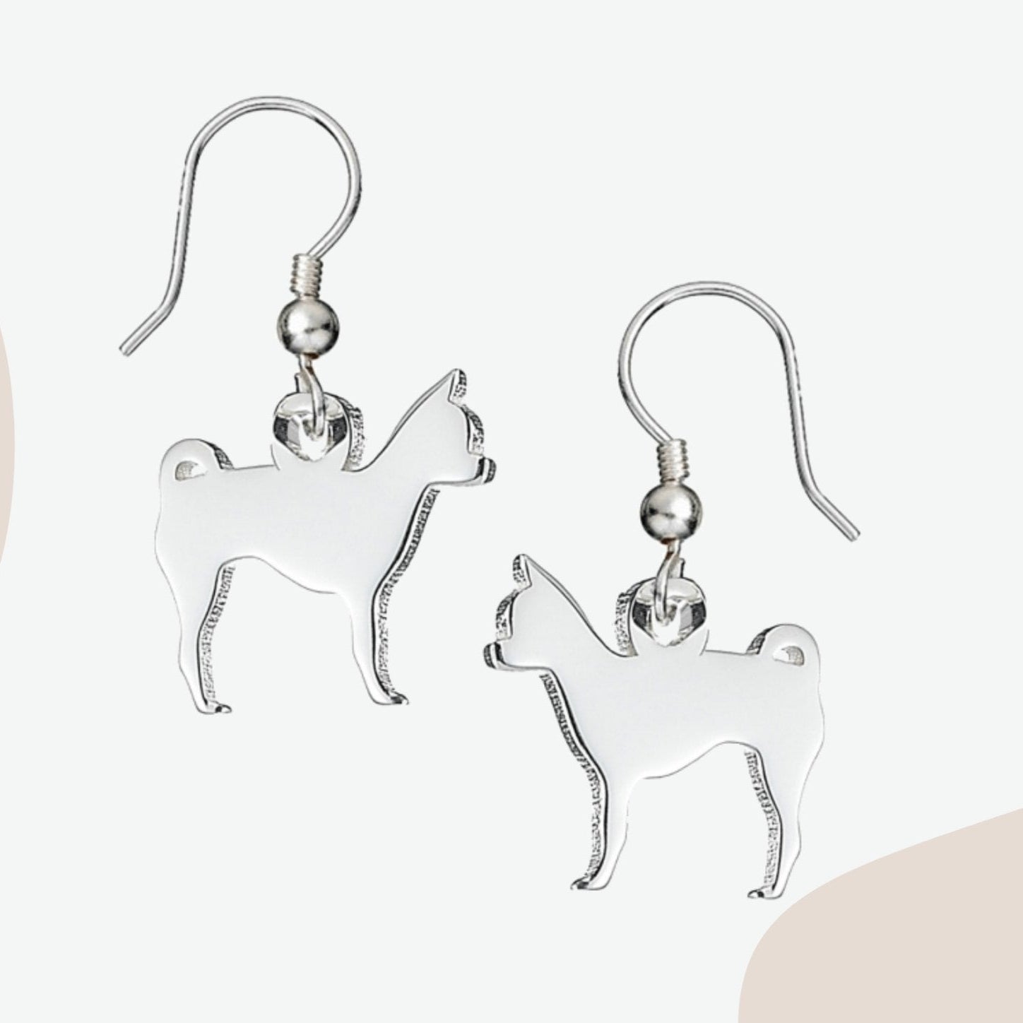 Chihuahua Silhouette Silver Earrings - MYLEE London