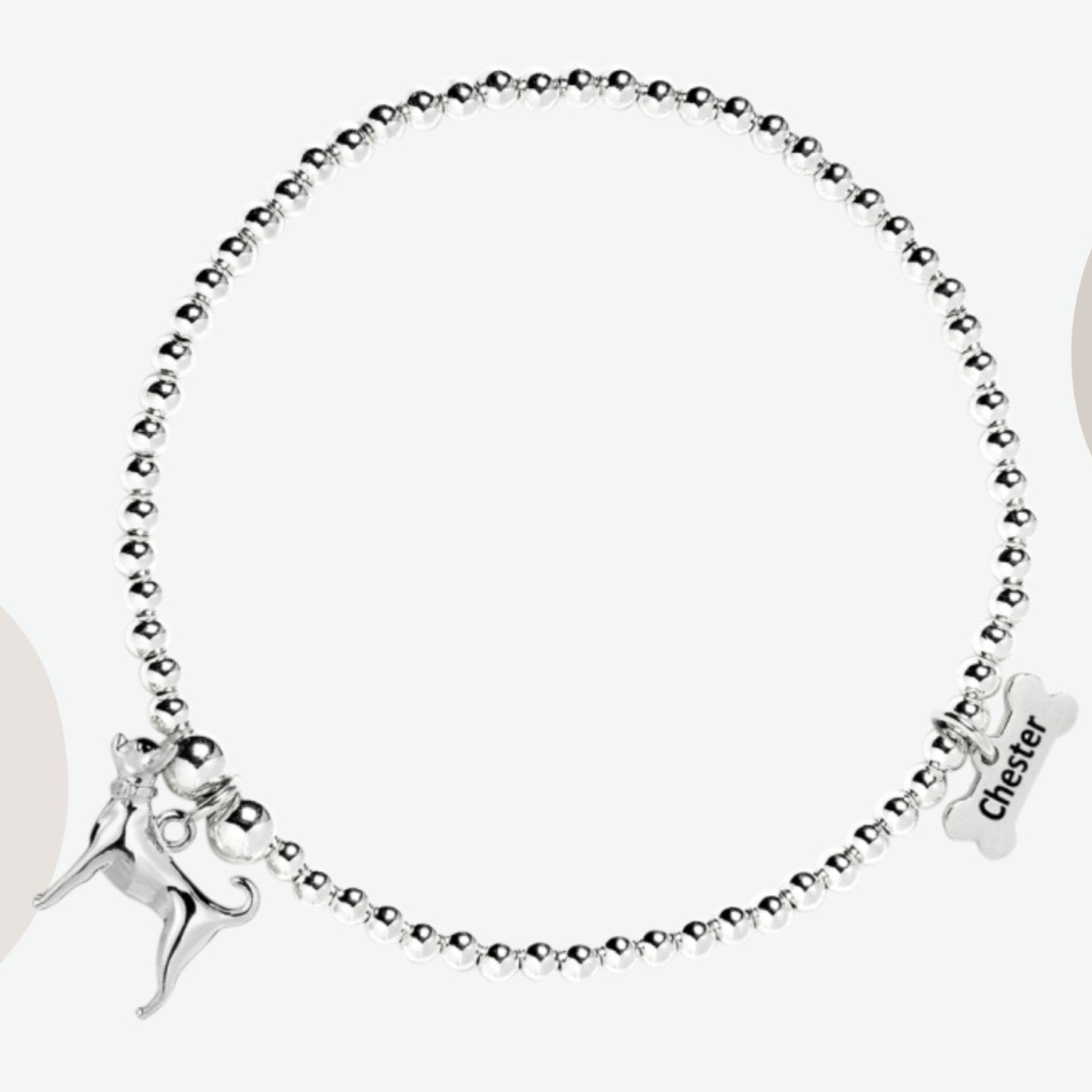 Chihuahua Silver Ball Bead Bracelet - Personalised - MYLEE London