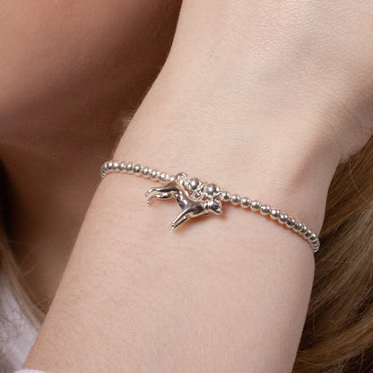 Chihuahua Silver Ball Bead Bracelet - Personalised - MYLEE London