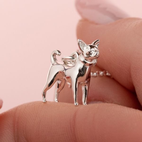 Chihuahua Silver Necklace - Personalised - MYLEE London