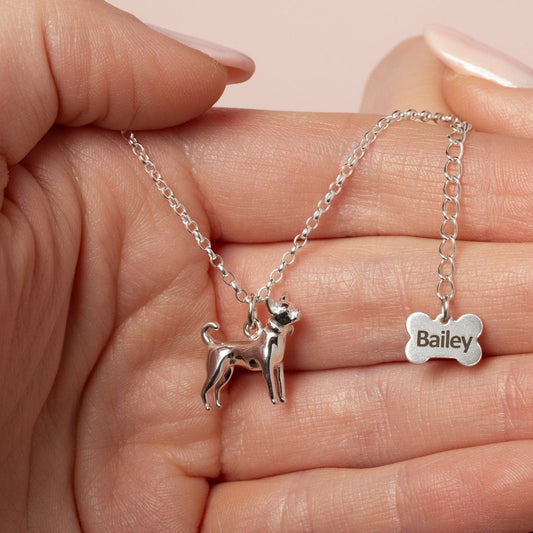 Chihuahua Silver Necklace - Personalised - MYLEE London