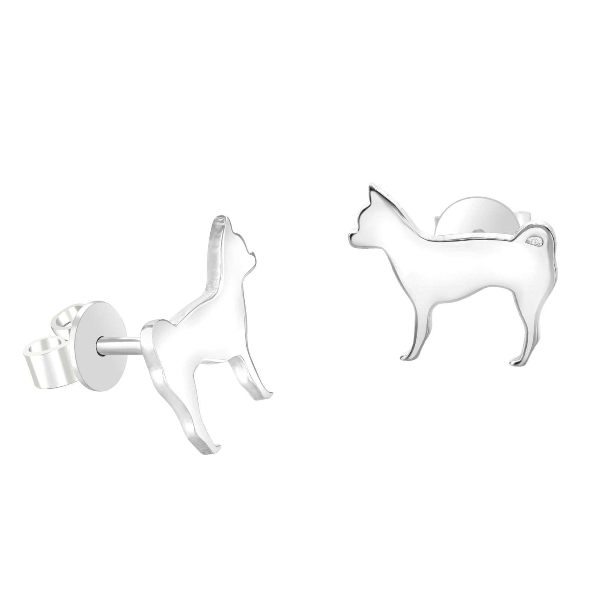 Chihuahua Silver Stud Earrings - MYLEE London