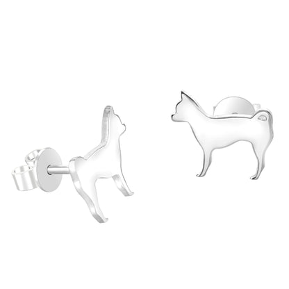 Chihuahua Silver Stud Earrings - MYLEE London