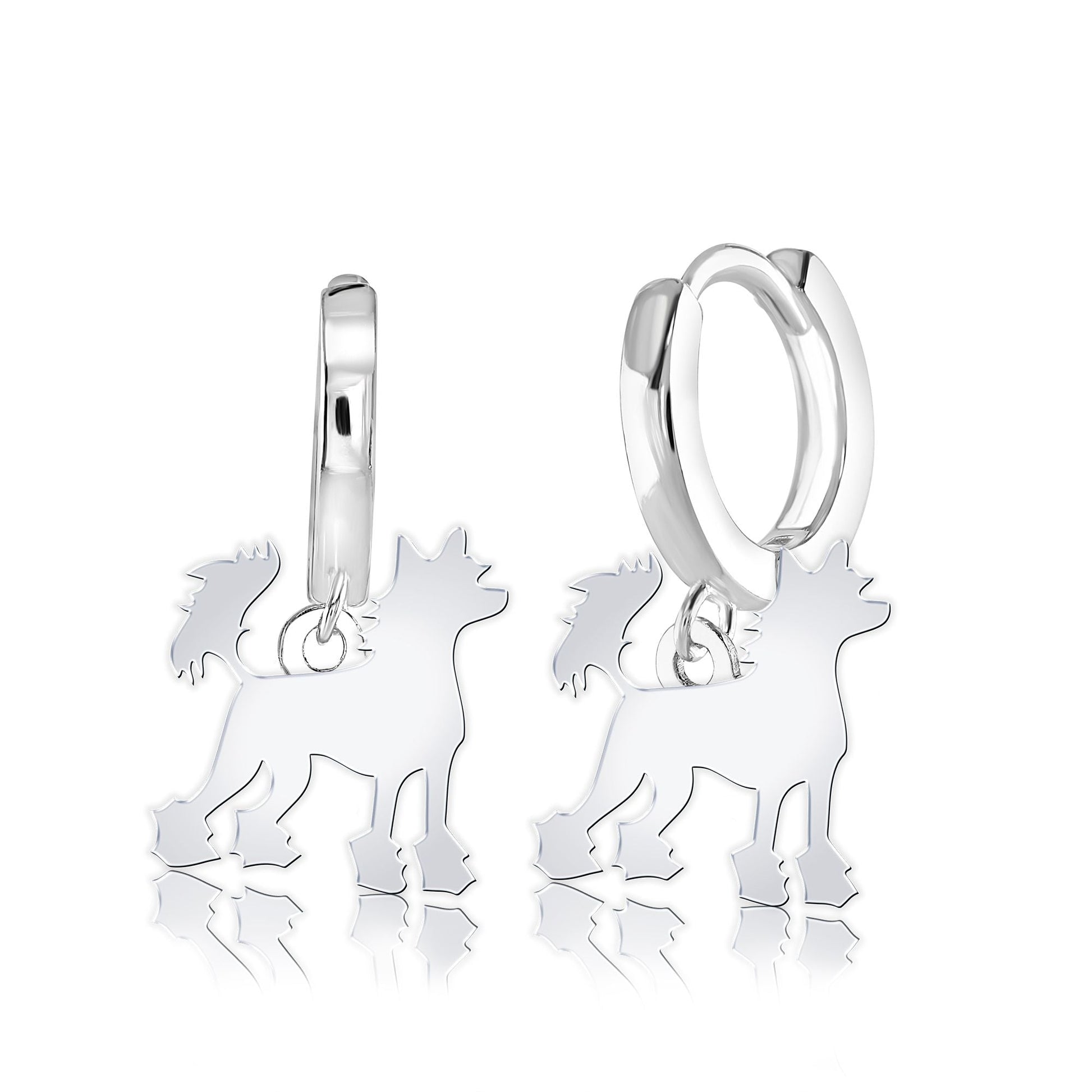 Chinese Crested Silhouette Silver Earrings - MYLEE London