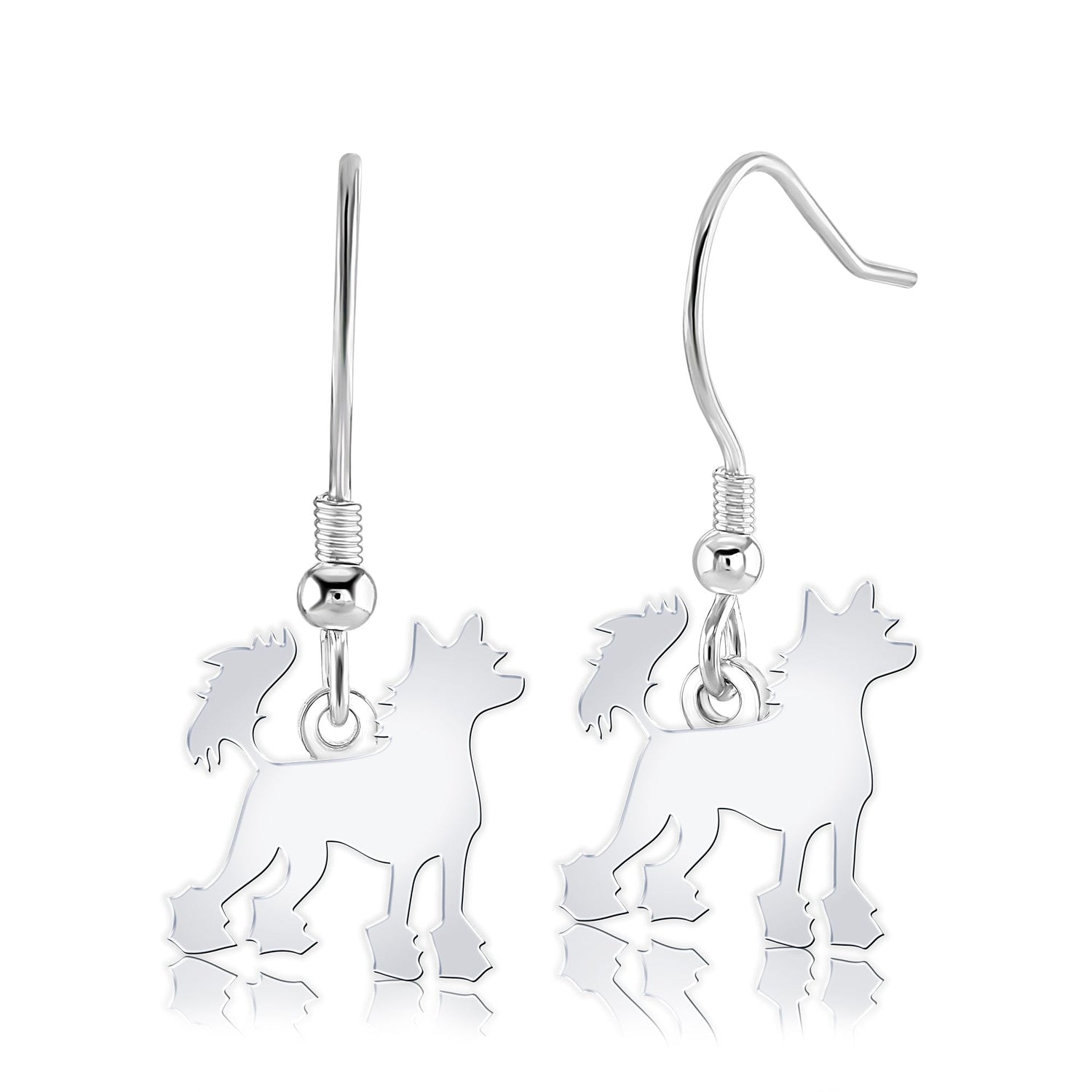 Chinese Crested Silhouette Silver Earrings - MYLEE London