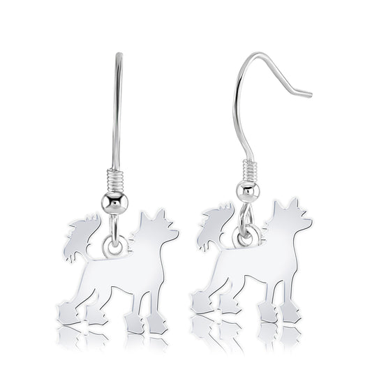 Chinese Crested Silhouette Silver Earrings - MYLEE London