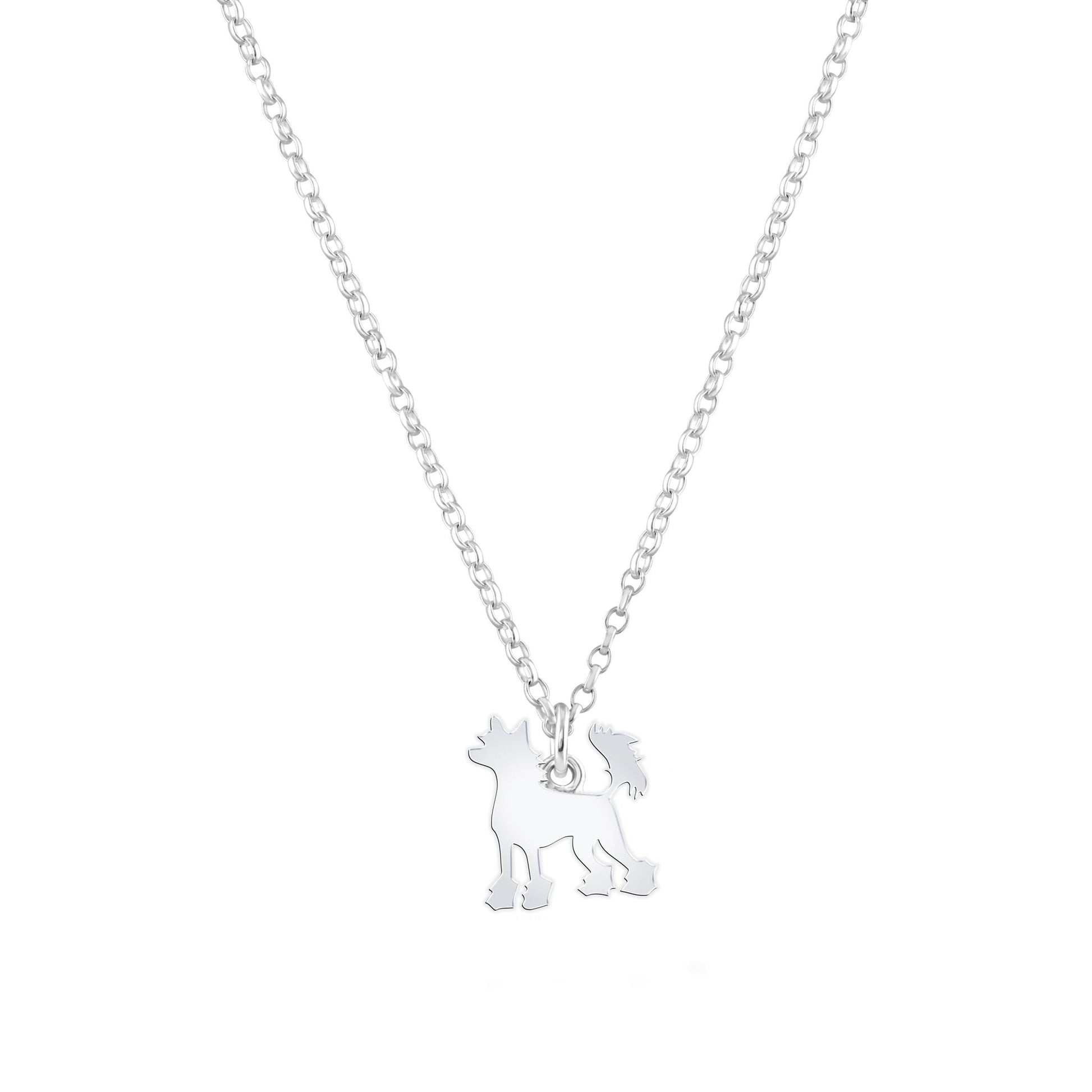 Chinese Crested Silhouette Silver Necklace - Personalised - MYLEE London