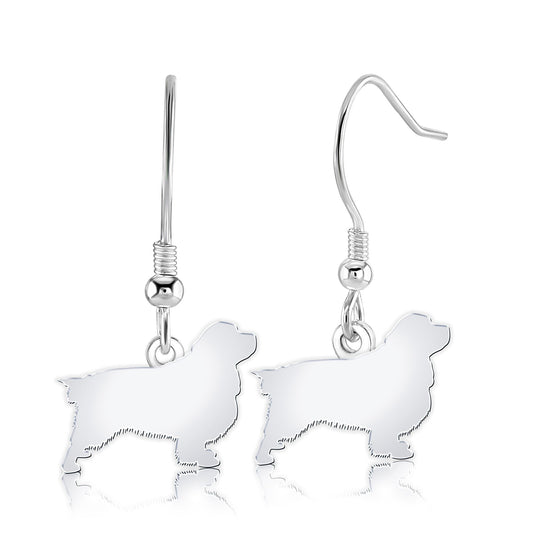 Clumber Spaniel Silhouette Silver Earrings - MYLEE London