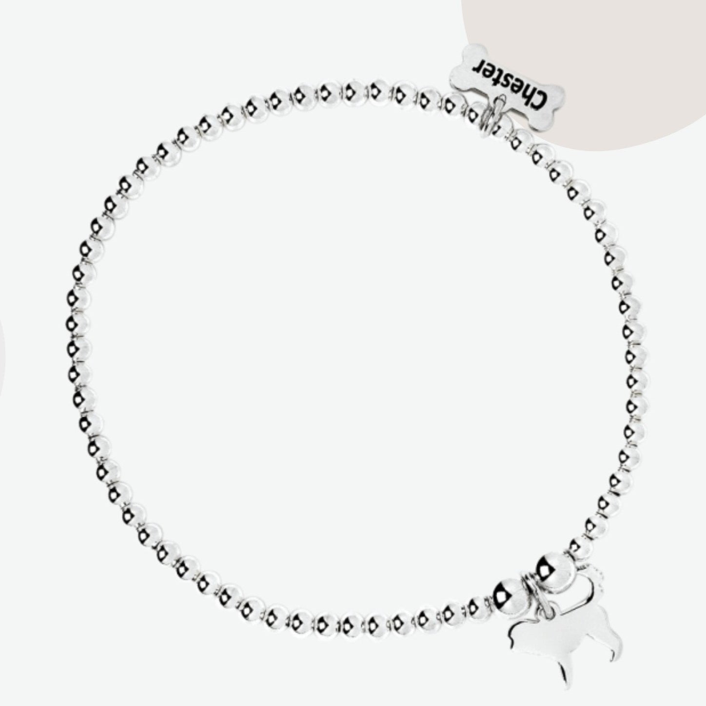 Cockapoo Silhouette Silver Ball Bead Bracelet - Personalised - MYLEE London