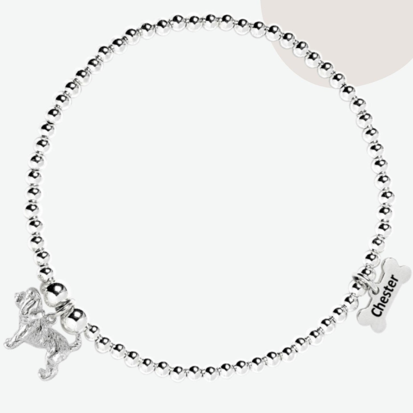 Cockapoo Silver Ball Bead Bracelet - Personalised - MYLEE London