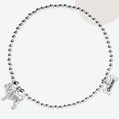 Cockapoo Silver Ball Bead Bracelet - Personalised - MYLEE London