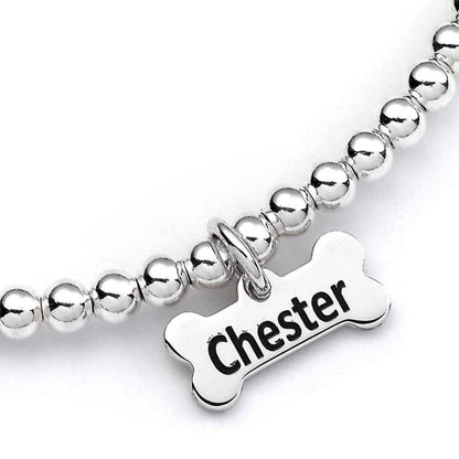 Cockapoo Silver Ball Bead Bracelet - Personalised - MYLEE London