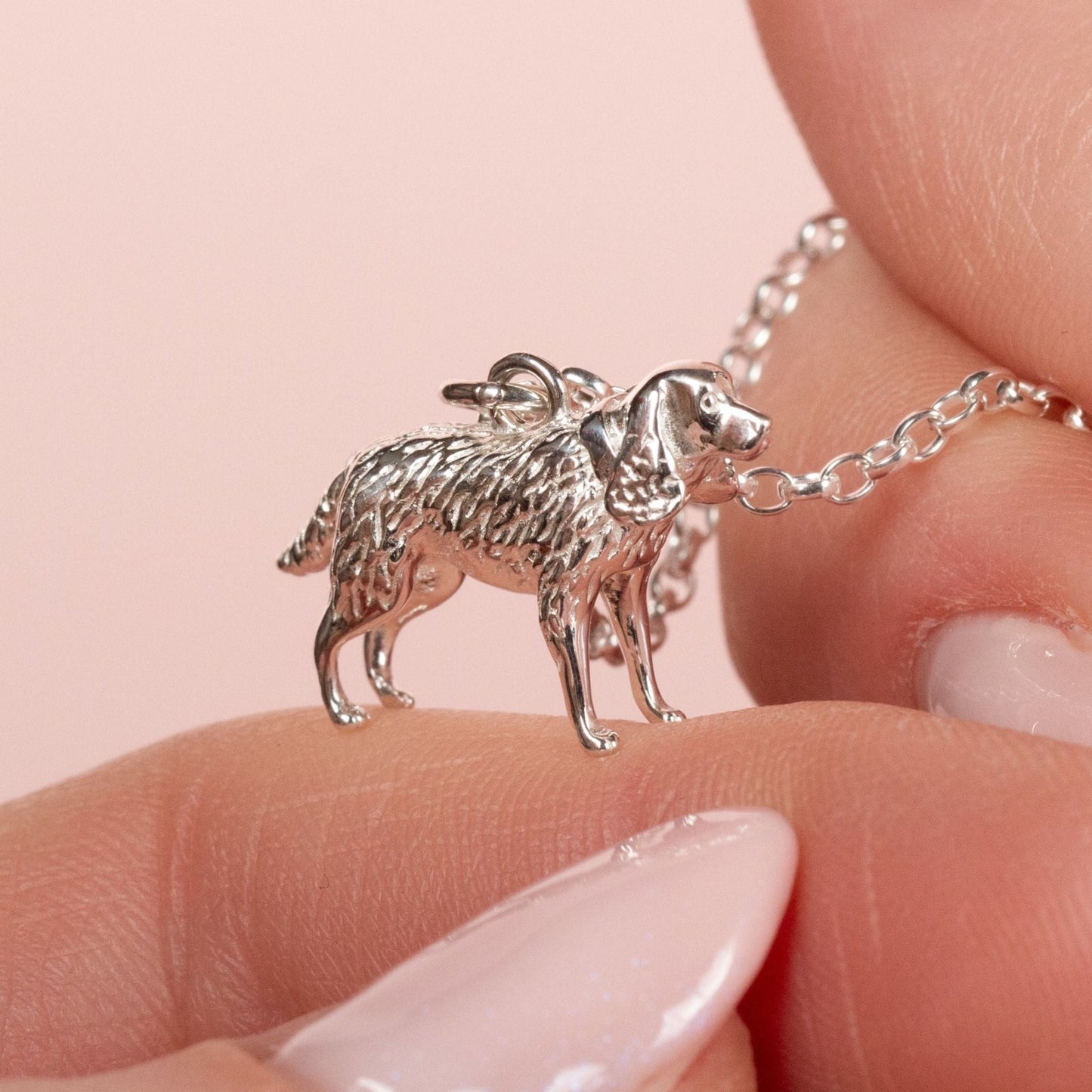 Cocker Spaniel Silver Necklace - Personalised - MYLEE London
