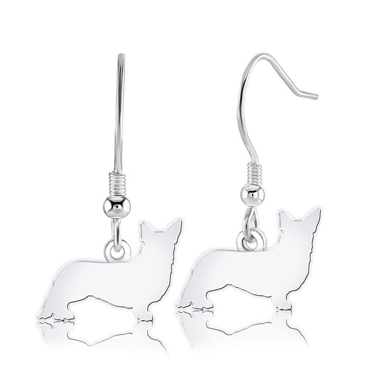 Corgi Silhouette Silver Earrings - MYLEE London