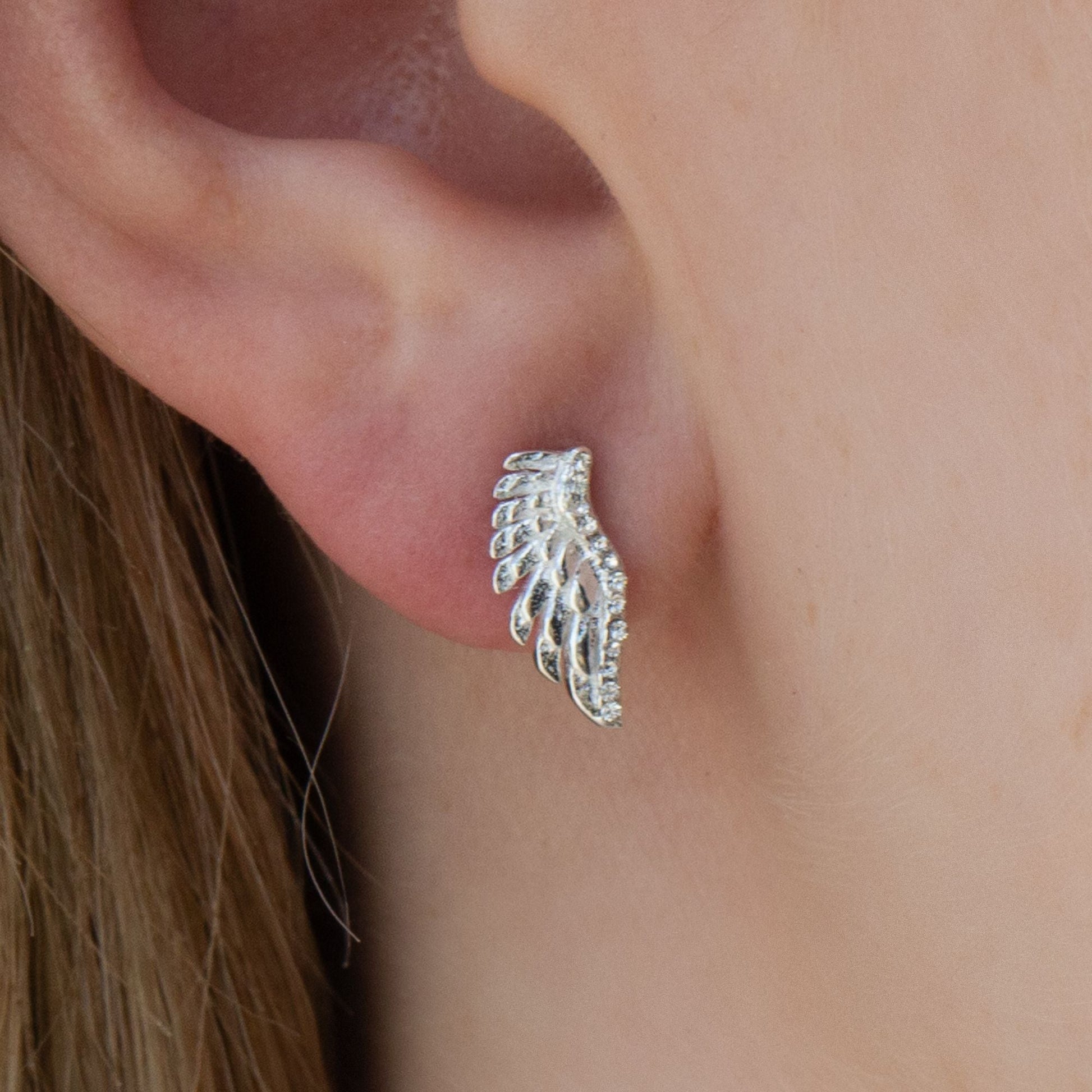 Crystal Angel Wing Stud Earrings - MYLEE London