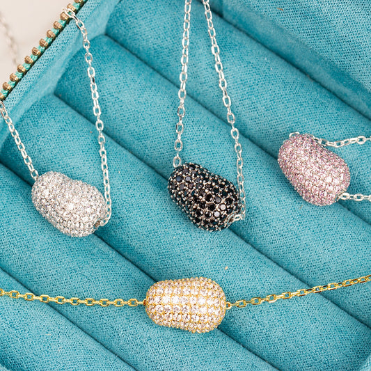Crystal Bean Necklace - Sterling Silver - MYLEE London