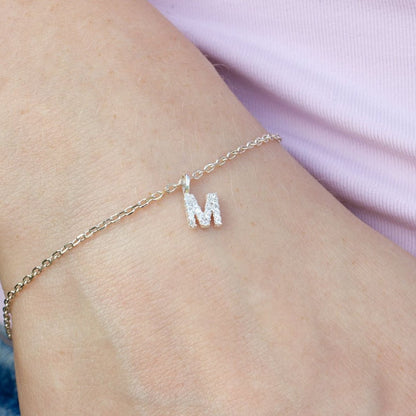 Crystal Initial Dainty Chain Bracelet - MYLEE London