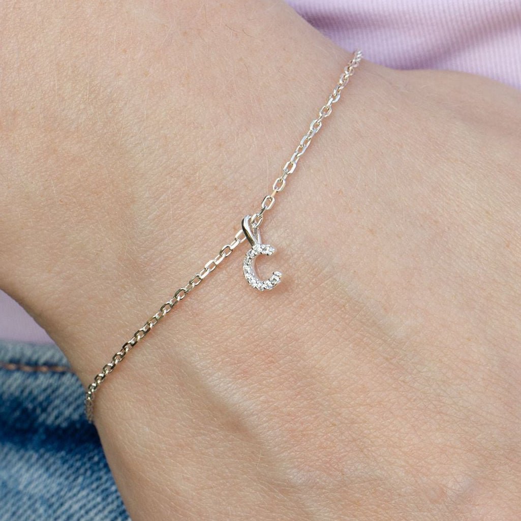 Crystal Initial Dainty Chain Bracelet - MYLEE London