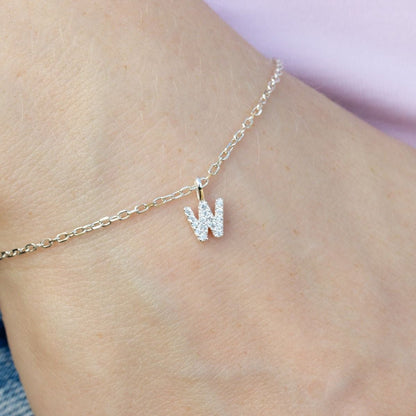 Crystal Initial Dainty Chain Bracelet - MYLEE London