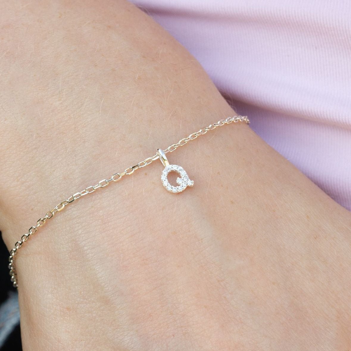 Crystal Initial Dainty Chain Bracelet - MYLEE London